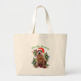 Labrador Retriever Puppy 'Tis the Season Large Tote Bag