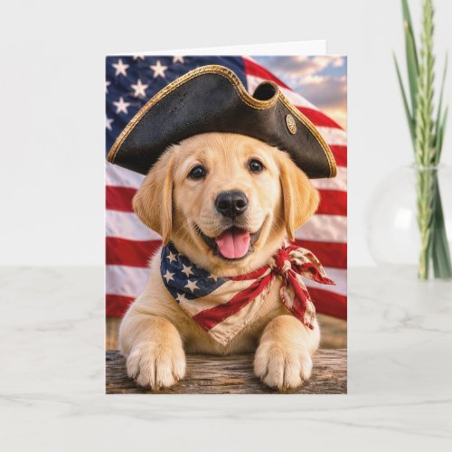 Labrador Retriever Puppy Wearing a Tricorn Hat Card