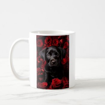 Labrador Retriever Puppy With Roses Coffee Mug by petsArt at Zazzle