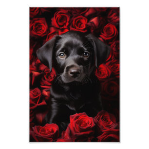  Labrador retriever puppy with roses Photo Print
