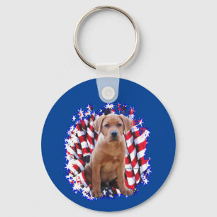 Labrador Retriever (red) Patriot Keychain