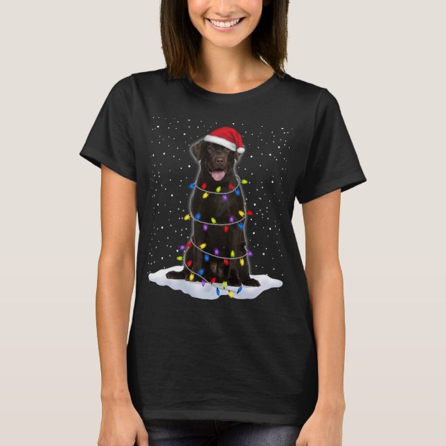 Labrador retriever Santa Christmas Tree Lights Xma T-Shirt (Front)