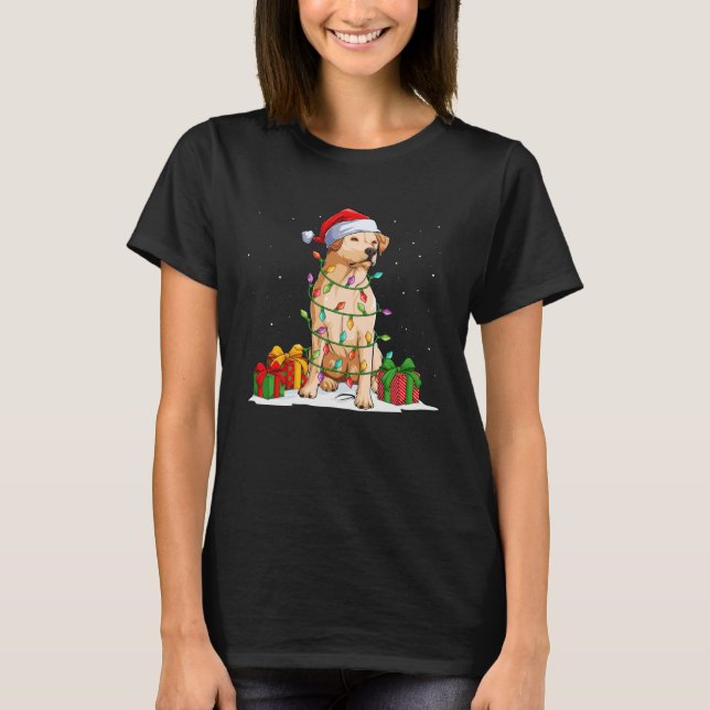 Labrador Retriever Santa Christmas Tree Lights Xma T-Shirt (Front)