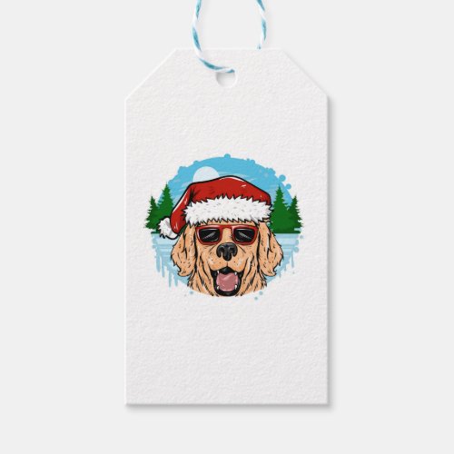 Labrador Retriever santa claus hat illustration Gift Tags