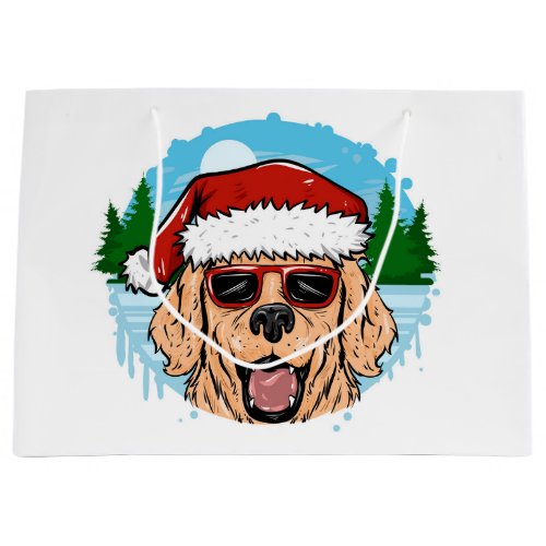 Labrador Retriever santa claus hat illustration Large Gift Bag