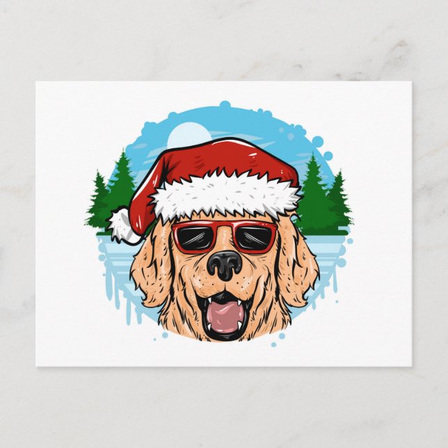 Labrador Retriever santa claus hat illustration Postcard (Front)
