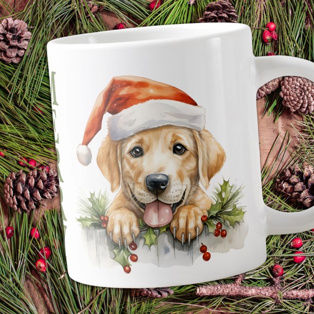 Labrador Retriever Santa Dog Christmas Puppy Giant Coffee Mug (Creator Uploaded)