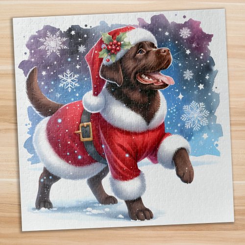 Labrador Retriever Santa Dog Christmas Puppy  Jigsaw Puzzle