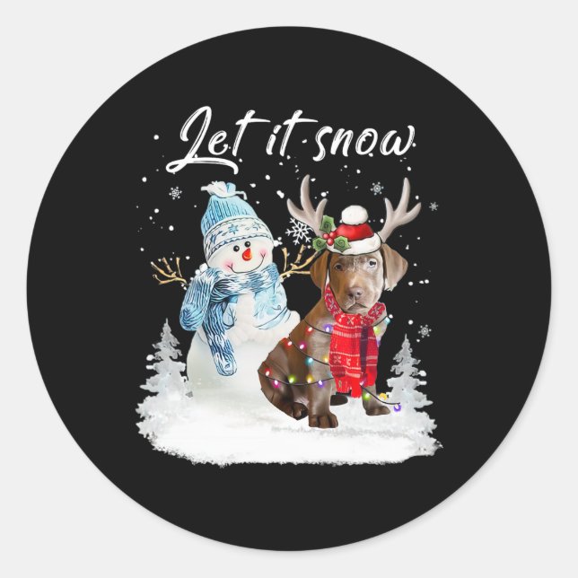 Labrador Retriever Santa Dog Christmas Snowman Xma Classic Round Sticker (Front)