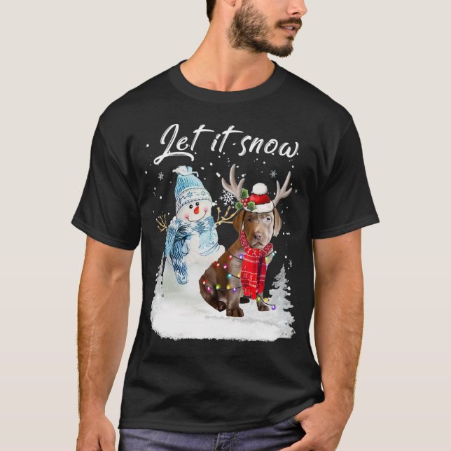 Labrador Retriever Santa Dog Christmas Snowman Xma T-Shirt (Front)