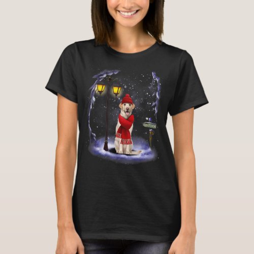 Labrador Retriever Santa Snow Christmas Light Wint T_Shirt