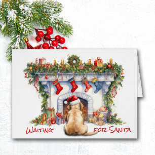 Labrador Retriever Santa Wait Christmas Fireplace Cards