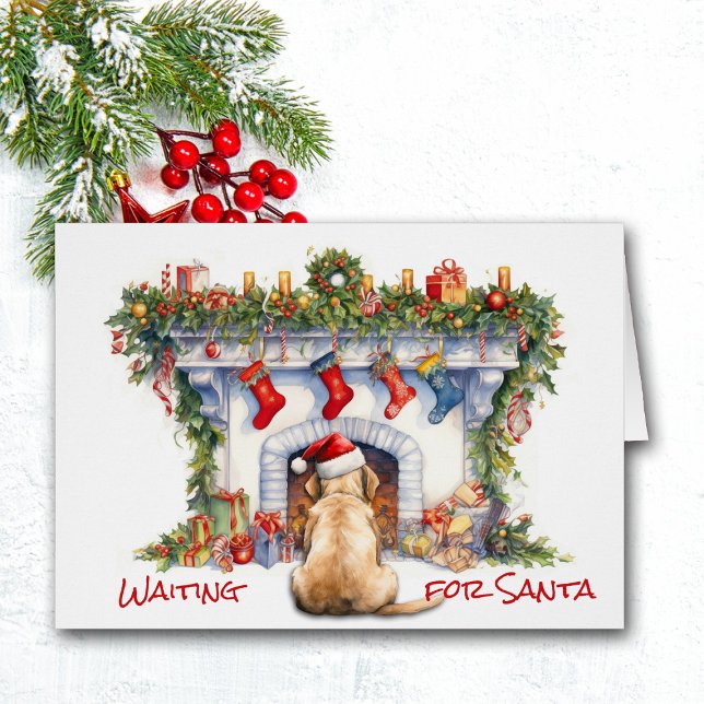 Labrador Retriever Santa Wait Christmas Fireplace Cards (Creator Uploaded)