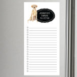 Labrador Retriever Shopping List   Magnetic Notepad<br><div class="desc">Adorable things to fetch Labrador Retriever dog with a black chalkboard frame personalized with your name.</div>