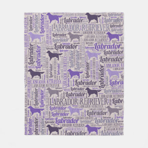 Labrador retriever silhouette and word art pattern fleece blanket
