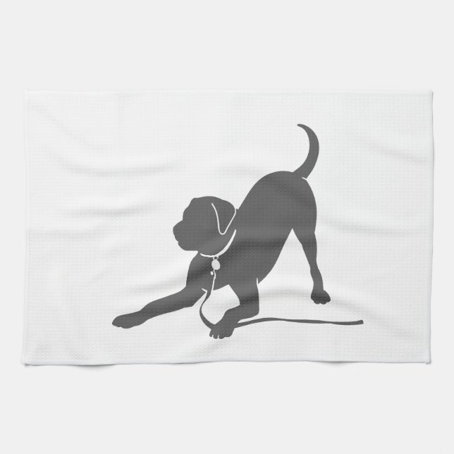 Labrador retriever silhouette kitchen towel (Horizontal)