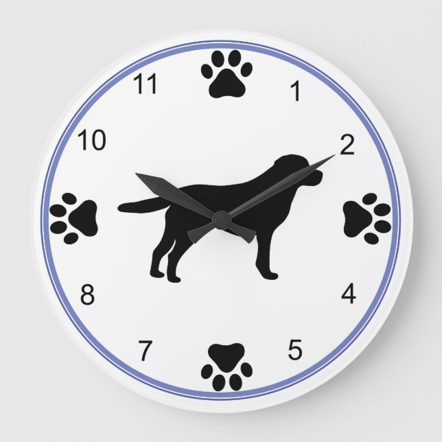 Labrador Retriever Silhouette Large Clock (Front)