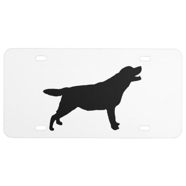 Labrador Retriever Silhouette Love Dogs License Plate (Front)