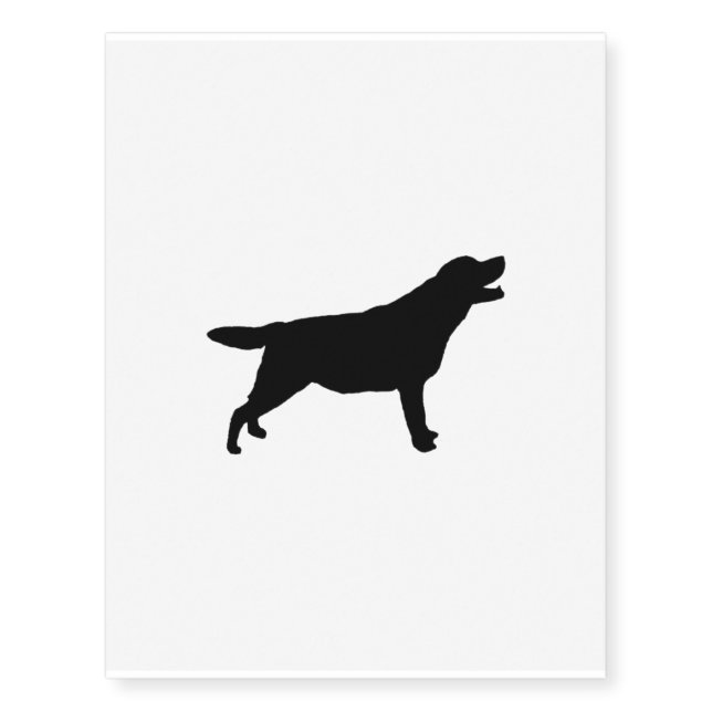 Labrador Retriever Silhouette Love Dogs Temporary Tattoos (Front)