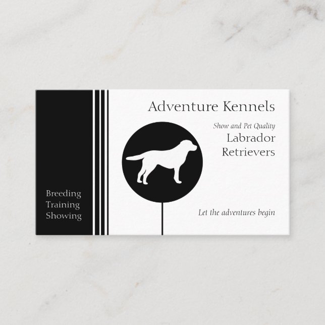 Labrador Retriever Silhouette Modern Black White Business Card (Front)