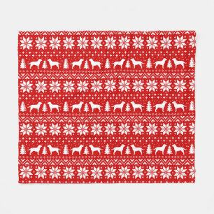 Labrador Retriever Silhouettes Christmas Holiday Fleece Blanket