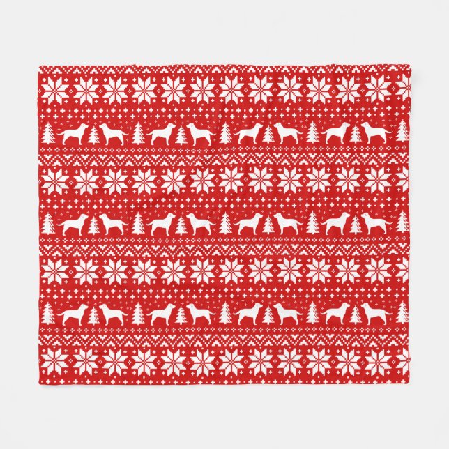 Labrador Retriever Silhouettes Christmas Holiday Fleece Blanket (Front (Horizontal))