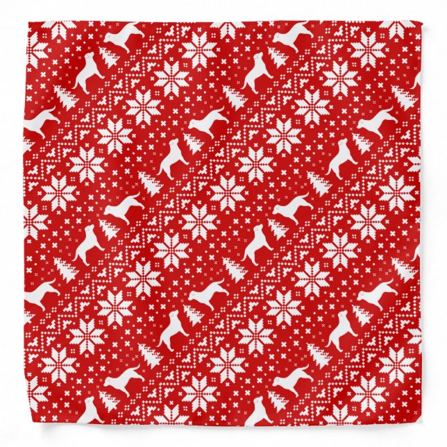 Labrador Retriever Silhouettes Christmas Pattern Bandana (Front)