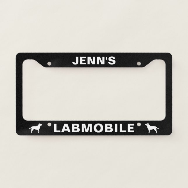Labrador Retriever Silhouettes Labmobile Custom License Plate Frame (Front)