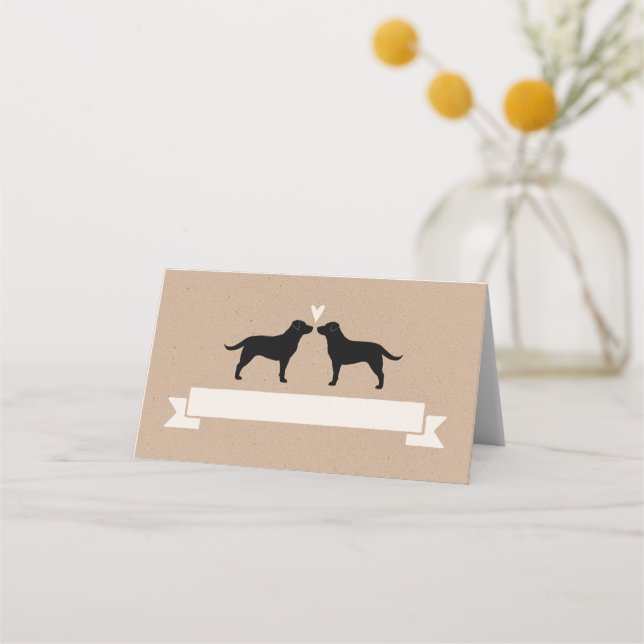 Labrador Retriever Silhouettes Wedding Place Cards (Front)