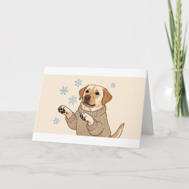 Labrador Retriever Snowflake catch game Greeting C Card