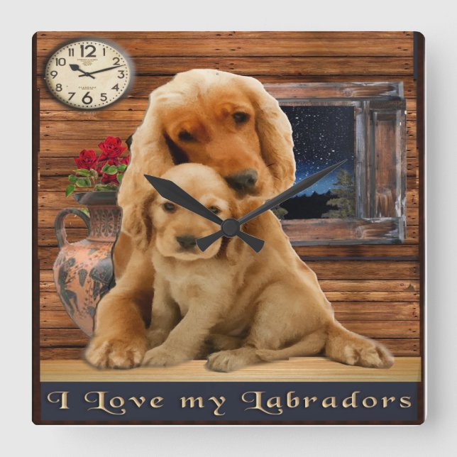 labrador retriever square wall clock (Front)