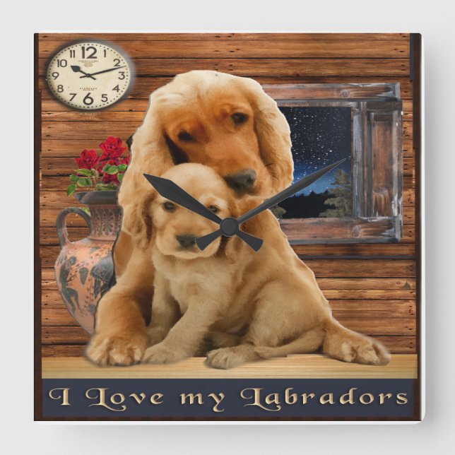 Labrador Retriever Square Wall Clock (Front)