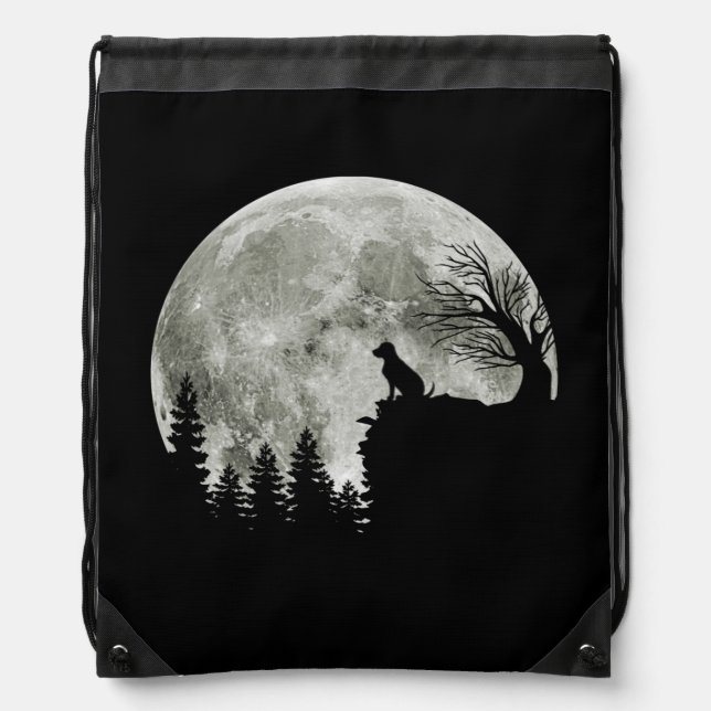 Labrador Retriever Stand On Mountain Halloween Drawstring Bag (Front)