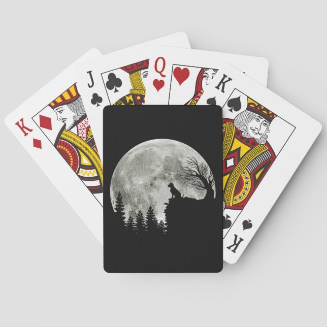 Labrador Retriever Stand On Mountain Halloween Poker Cards (Back)