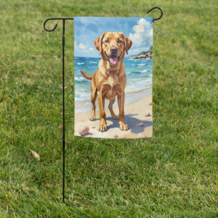 Labrador Retriever Sunny Beach Dog Art Garden Flag