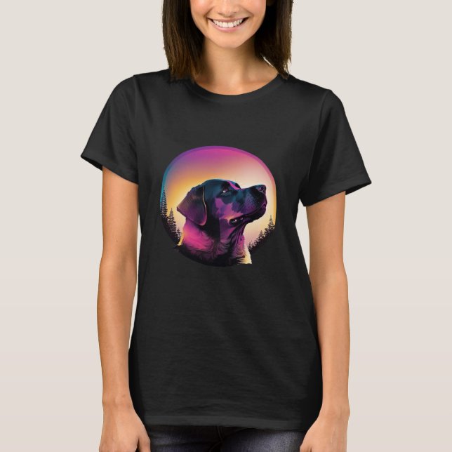 Labrador Retriever Synthwave 80s Retrowave Aesthet T-Shirt (Front)