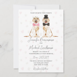 Labrador retriever theme paw heart dog wedding invitation