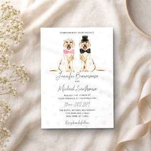 Labrador retriever theme paw heart dog wedding invitation