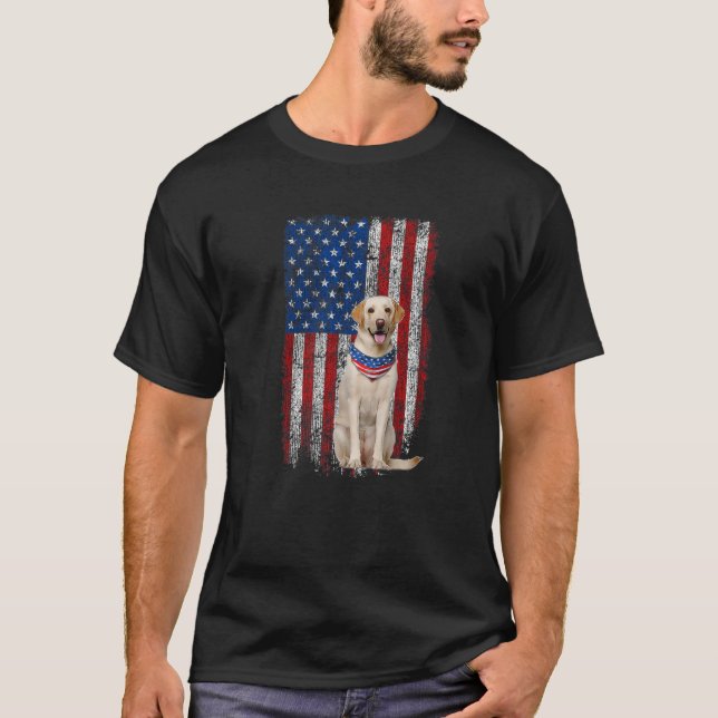 Labrador Retriever Usa Flag Bandana Patriotic 4th  T-Shirt (Front)
