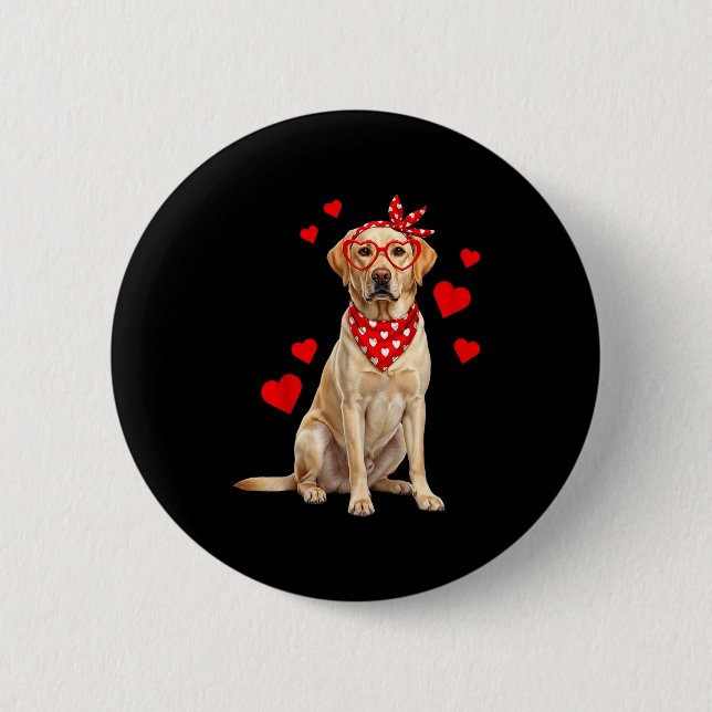Labrador Retriever Valentines Day Dog Lover Heart  Button (Front)