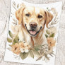 Labrador Retriever Vintage Floral Dog Lover Fleece Blanket