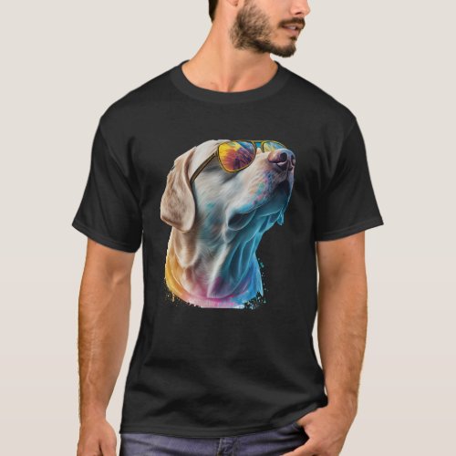 Labrador retriever walking dog fans sunglasses T_Shirt