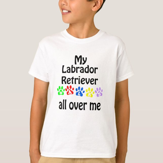 Labrador Retriever Walks Design T-Shirt (Front)