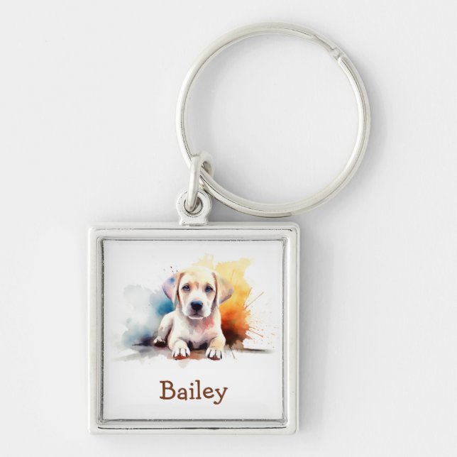 Labrador Retriever Watercolor Keychain (Front)