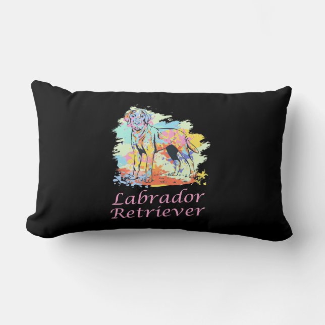 Labrador Retriever Watercolor Lumbar Pillow (Front)
