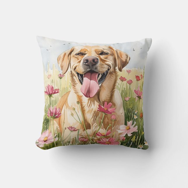 Labrador Retriever Watercolor Throw Pillow (Front)