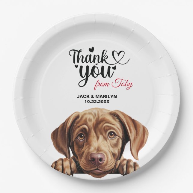 Labrador Retriever Wedding Thank You Paper Plates (Front)