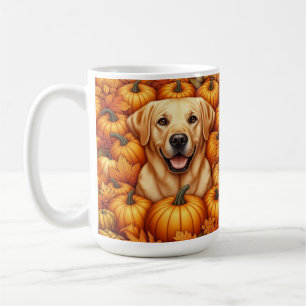 Labrador Retriever with Autumn Leaves and Pumpkins Coffee Mug