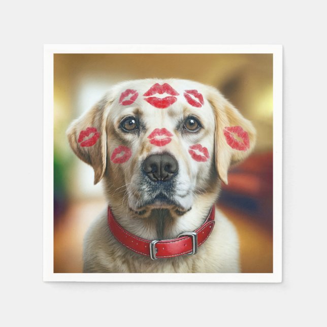 Labrador Retriever With Lipstick Kisses Napkins (Front)