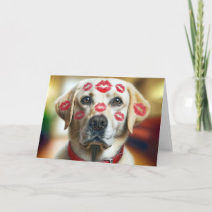 Labrador Retriever With Valentine Kisses Card